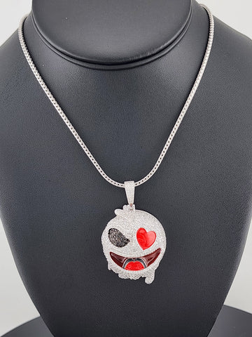 Two-Faced Charm: Half & Half Emoji Necklace in 925 Silver