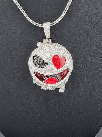 Two-Faced Charm: Half & Half Emoji Necklace in 925 Silver