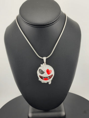 Two-Faced Charm: Half & Half Emoji Necklace in 925 Silver