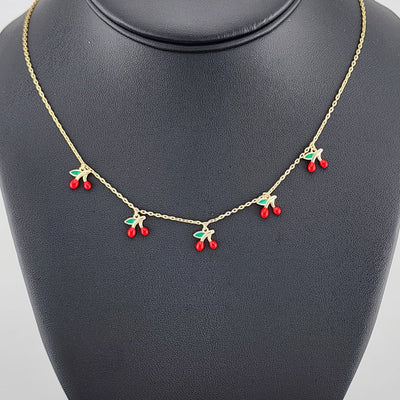 Fruity & Fun: Sterling Silver Multi-Cherry Pendant Necklace