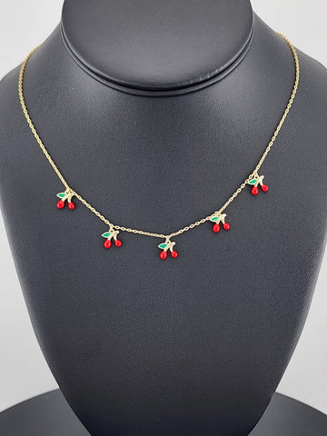 Fruity & Fun: Sterling Silver Multi-Cherry Pendant Necklace