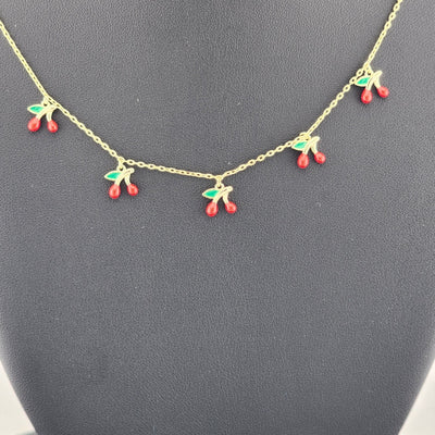Fruity & Fun: Sterling Silver Multi-Cherry Pendant Necklace