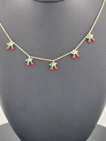 Fruity & Fun: Sterling Silver Multi-Cherry Pendant Necklace