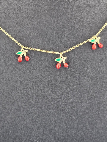 Fruity & Fun: Sterling Silver Multi-Cherry Pendant Necklace