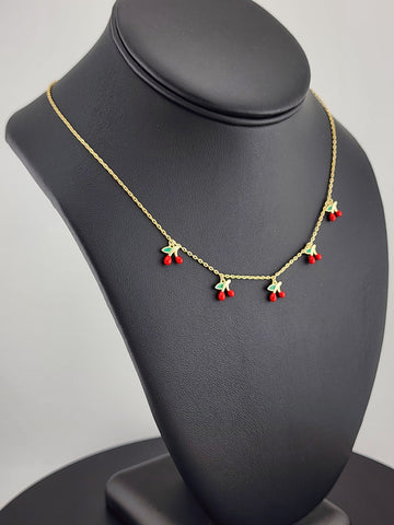Fruity & Fun: Sterling Silver Multi-Cherry Pendant Necklace