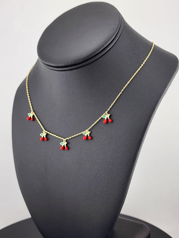 Fruity & Fun: Sterling Silver Multi-Cherry Pendant Necklace