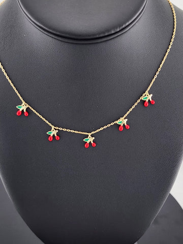Fruity & Fun: Sterling Silver Multi-Cherry Pendant Necklace