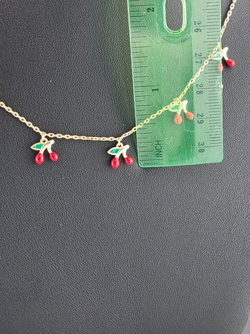 Fruity & Fun: Sterling Silver Multi-Cherry Pendant Necklace