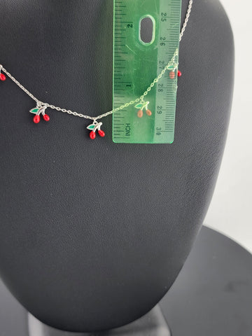 Fruity & Fun: Sterling Silver Multi-Cherry Pendant Necklace