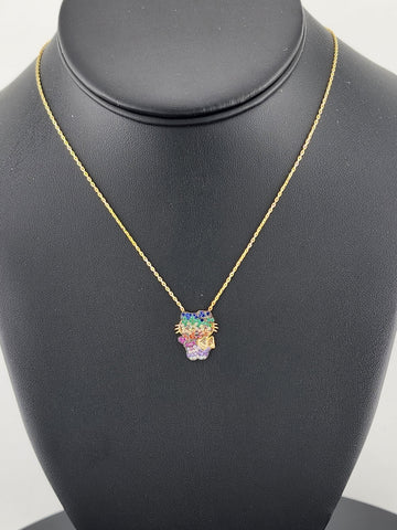 Colorful Hello Kitty Pendant Necklace – Sterling Silver 925