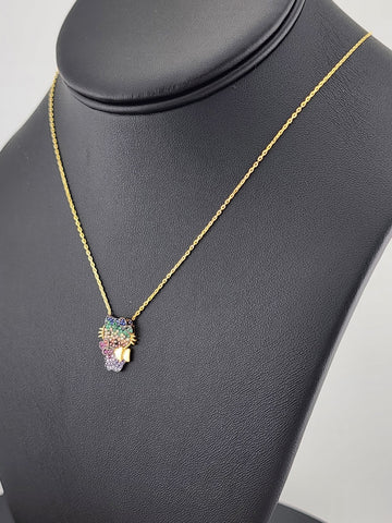 Colorful Hello Kitty Pendant Necklace – Sterling Silver 925