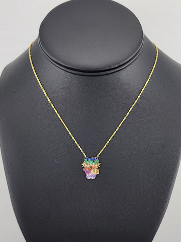 Colorful Hello Kitty Pendant Necklace – Sterling Silver 925