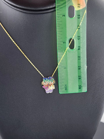 Colorful Hello Kitty Pendant Necklace – Sterling Silver 925