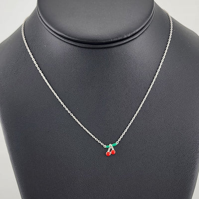 Fruity & Fun: Sterling Silver Cherry Pendant Necklace