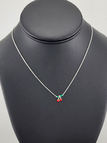 Fruity & Fun: Sterling Silver Cherry Pendant Necklace