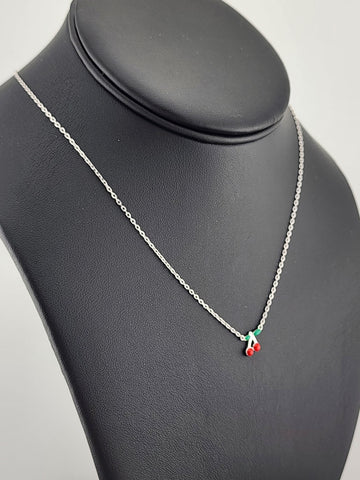 Fruity & Fun: Sterling Silver Cherry Pendant Necklace
