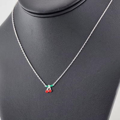 Fruity & Fun: Sterling Silver Cherry Pendant Necklace
