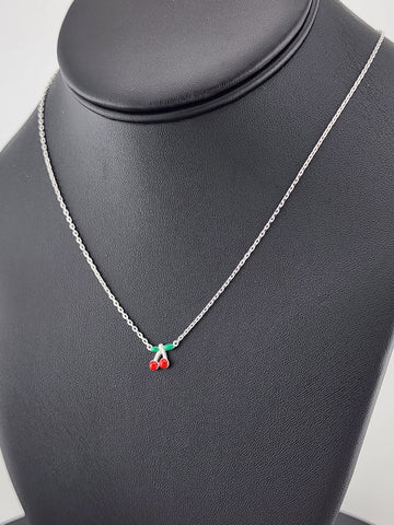 Fruity & Fun: Sterling Silver Cherry Pendant Necklace