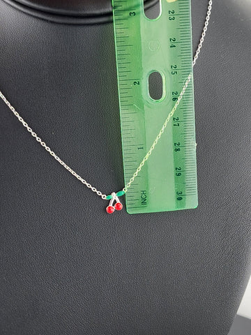 Fruity & Fun: Sterling Silver Cherry Pendant Necklace