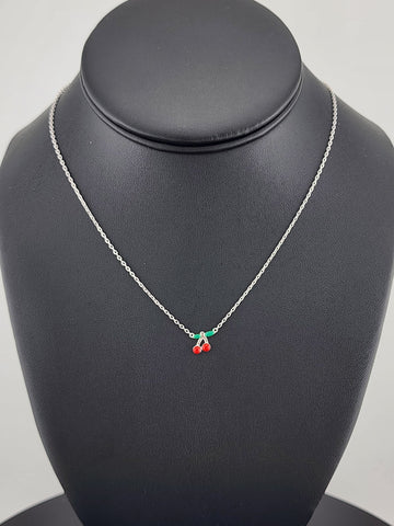 Fruity & Fun: Sterling Silver Cherry Pendant Necklace