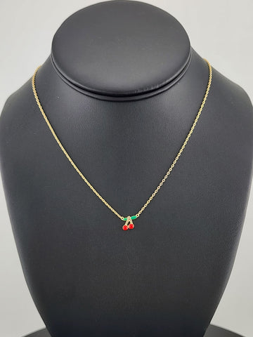 Fruity & Fun: Sterling Silver Cherry Pendant Necklace