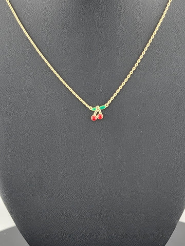 Fruity & Fun: Sterling Silver Cherry Pendant Necklace