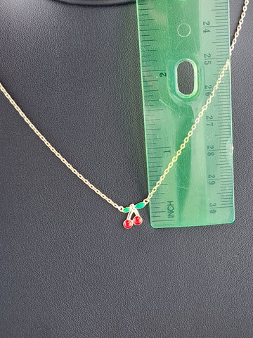 Fruity & Fun: Sterling Silver Cherry Pendant Necklace