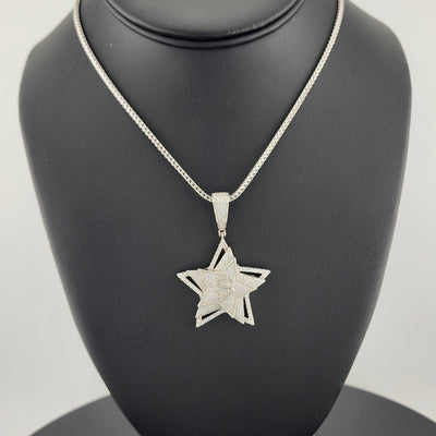 925 Silver Triple Star Dollar Pendant – Trendy & Icy