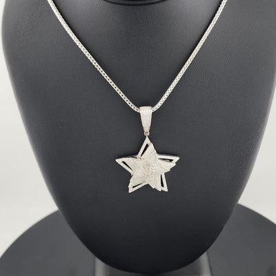 925 Silver Triple Star Dollar Pendant – Trendy & Icy
