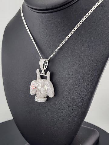 Gaming-Inspired 925 Silver Necklace – Hand & Controller Pendant