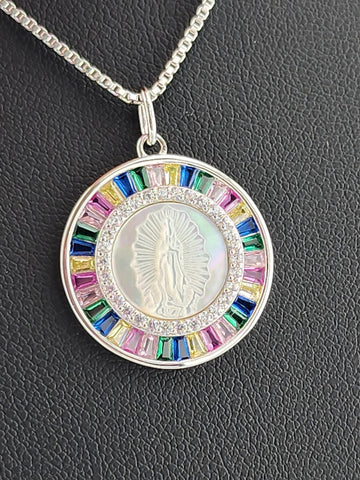 925 Sterling Silver Virgen Pendant Necklace – New with Tags
