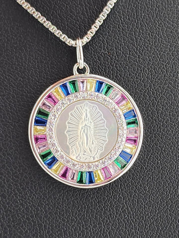 925 Sterling Silver Virgen Pendant Necklace – New with Tags