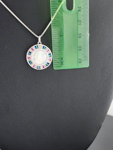 925 Sterling Silver Virgen Pendant Necklace – New with Tags