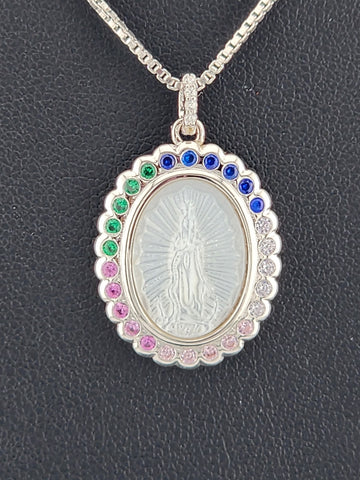 925 Sterling Silver Virgen Pendant Necklace – New with Tags