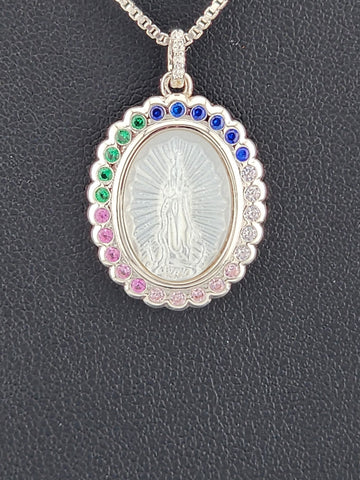 925 Sterling Silver Virgen Pendant Necklace – New with Tags