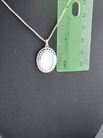 925 Sterling Silver Virgen Pendant Necklace – New with Tags