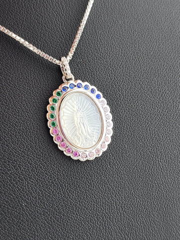 925 Sterling Silver Virgen Pendant Necklace – New with Tags