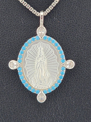 925 Sterling Silver Virgen Pendant Necklace – New with Tags