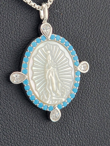 925 Sterling Silver Virgen Pendant Necklace – New with Tags