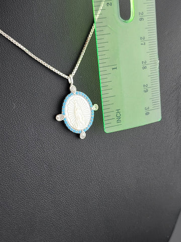 925 Sterling Silver Virgen Pendant Necklace – New with Tags