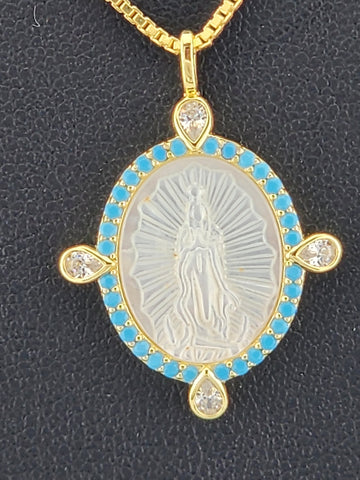 925 Sterling Silver Virgen Pendant Necklace – New with Tags