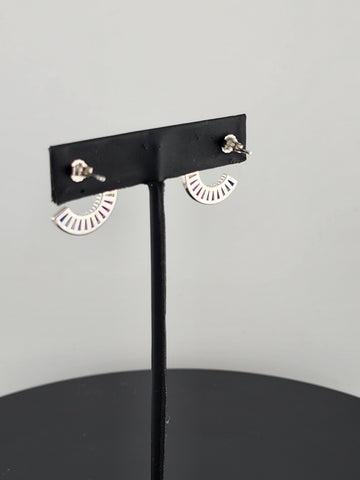 Vibrant C-Shape Multicolor Earrings in 925 Sterling Silver – Stylish & New