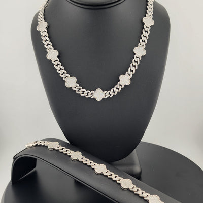 925 Sterling Silver Clover Charms Necklace and Bracelet Set – Lucky Luxe Jewelry