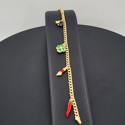 Golden Glam: Brazilian 18K Multi-Charm Bracelet