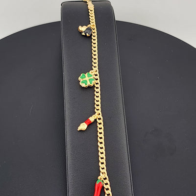 Golden Glam: Brazilian 18K Multi-Charm Bracelet