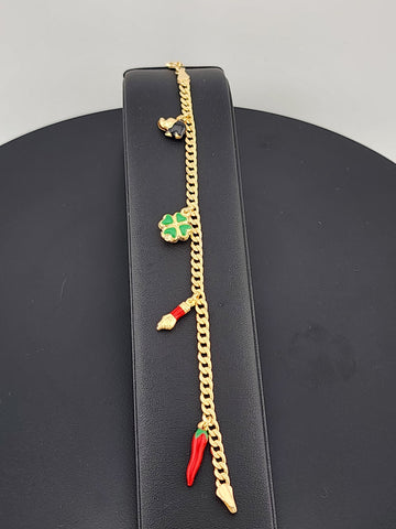Golden Glam: Brazilian 18K Multi-Charm Bracelet