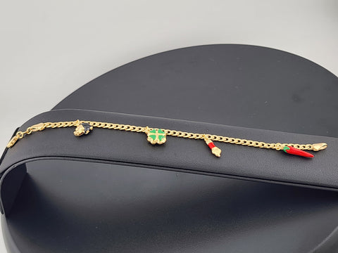 Golden Glam: Brazilian 18K Multi-Charm Bracelet