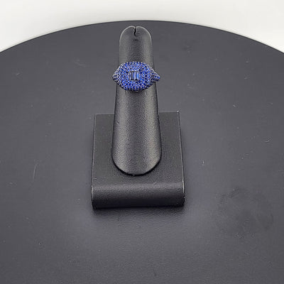 Crystal Blues: Sterling Silver Multi CZ Statement Ring