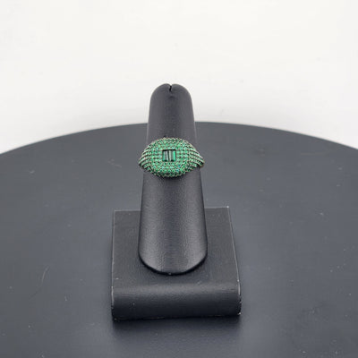 Crystal Green: Sterling Silver Multi CZ Statement Ring