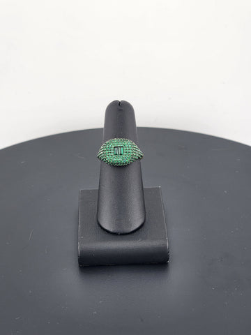 Crystal Green: Sterling Silver Multi CZ Statement Ring